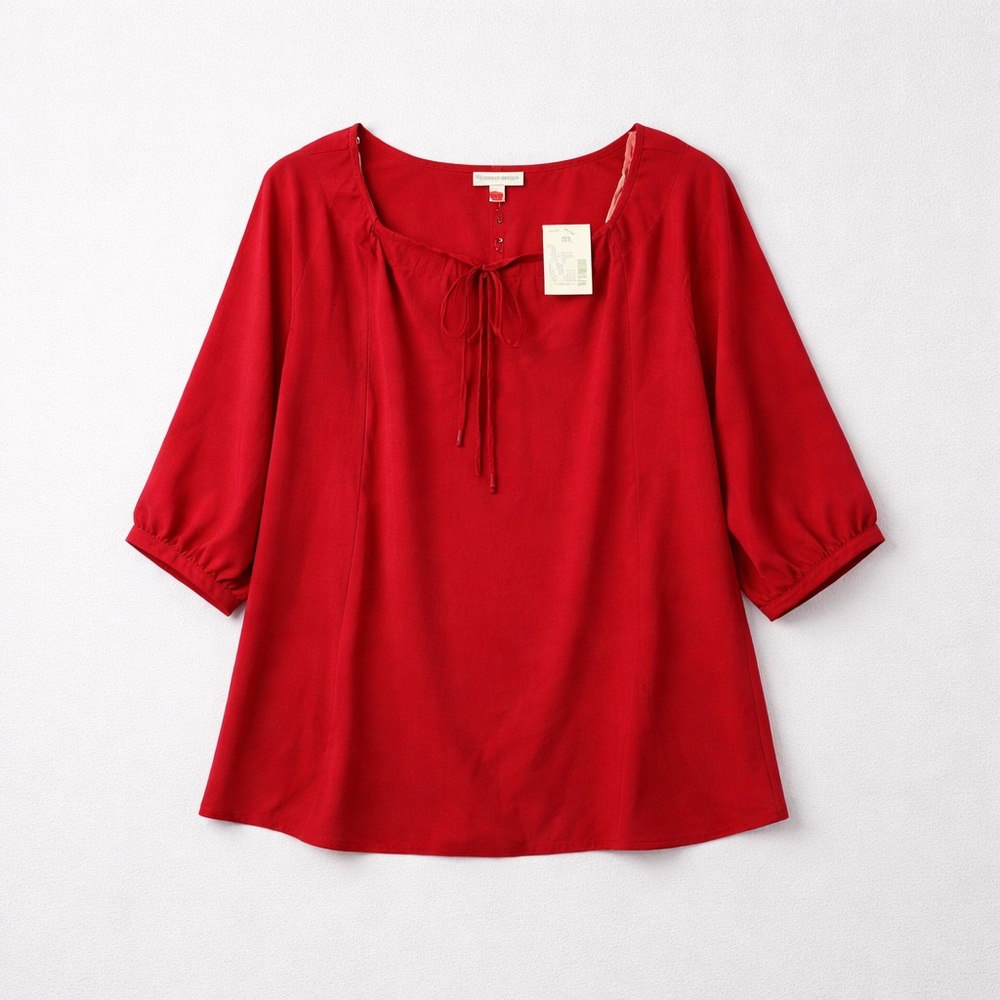 Fashion Bug Polyester 0X Tie Neck Pink Blouse